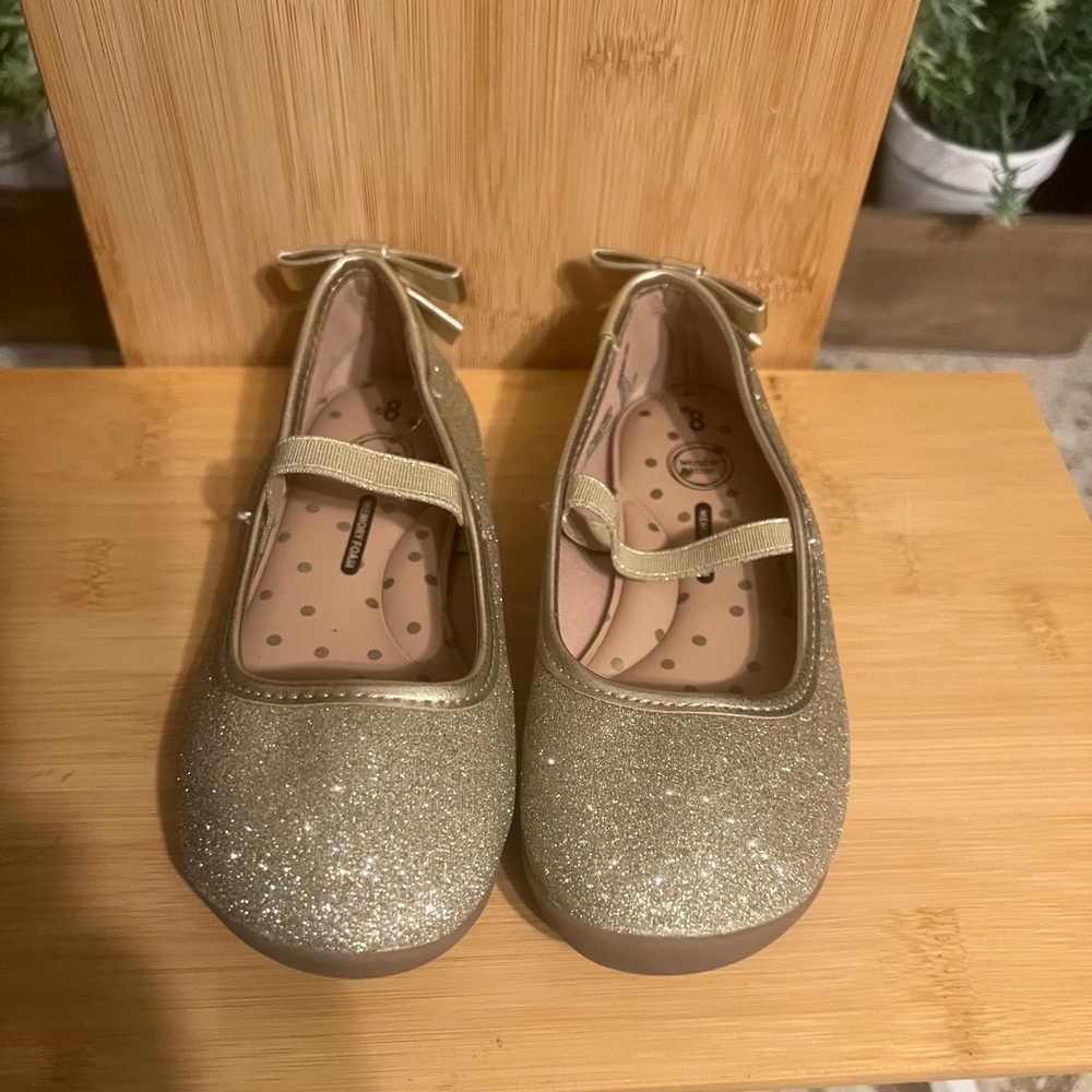 wonder nation Girls Glitter Slip-On Shoes in Gold